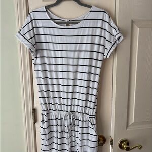 Striped White and Black Casual Romper